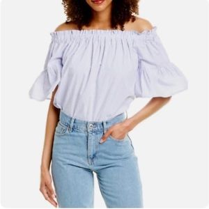 SALE❣️ Kate Spade Cotton Lt Blue & White Striped Top. Medium. So Cute! Spring!